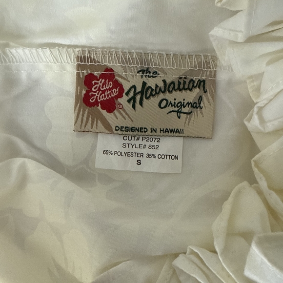 Hilo Hattie Hawaiian Muu Muu Dress Cream Ruffled Dress Small - Picture 4 of 6